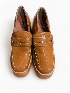ASOS Design Tan Patent Leather Penny Loafers